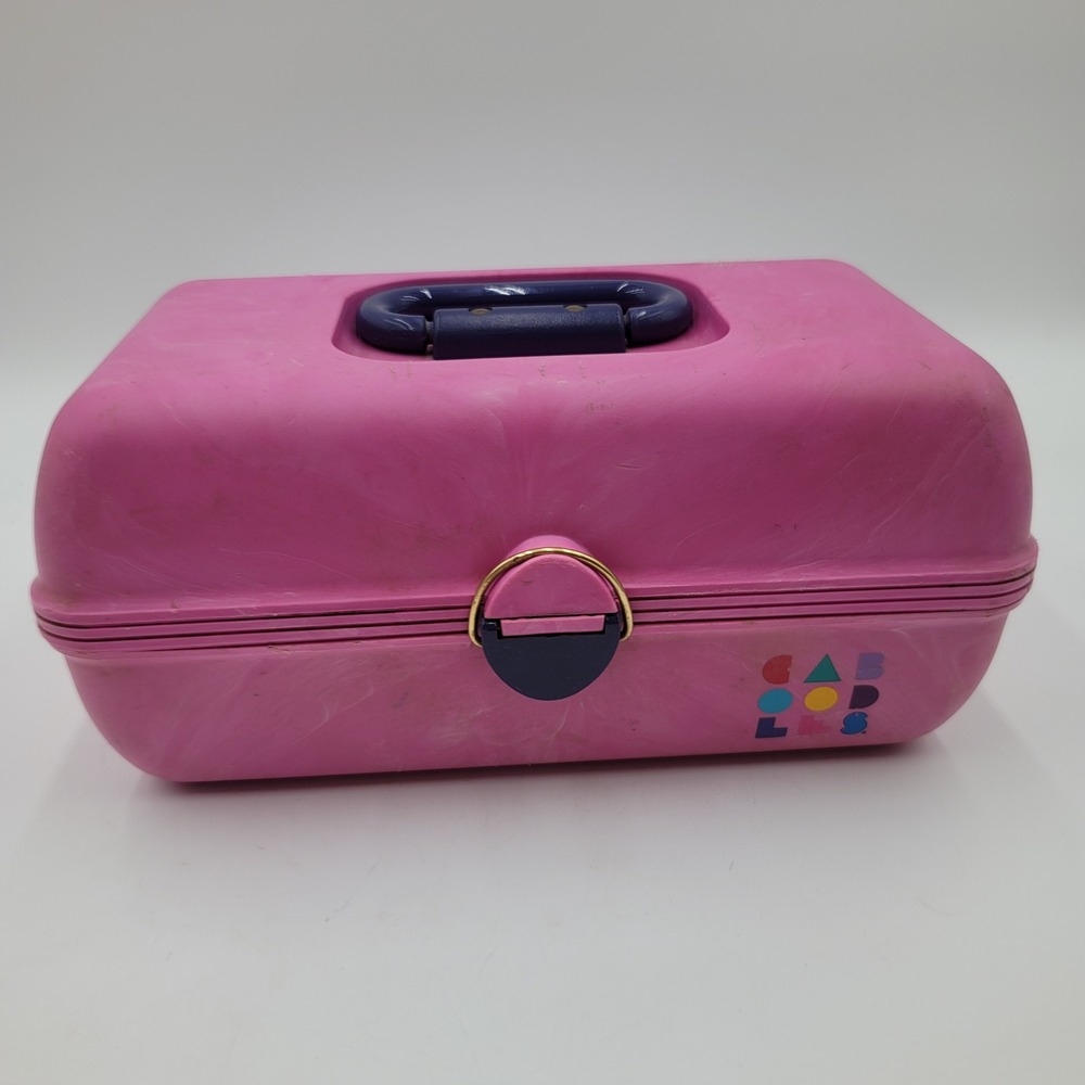 Vintage Caboodles Makeup Case Pink Blue Model 2620 Mirror Organizer ROUGH SHAPE